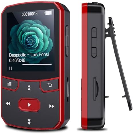 RUIZU 64GB Clip MP3 Player with Bluetooth 5.3, Lightweight 1 oz | Portable Music Player for Sports Running, Physical Buttons, FM Radio, Voice Recorder, Sleep Timer, Up to 128GB microSD Card