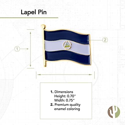 Desert Cactus Nicaragua Metal Lapel Pin Enamel Finish (Waving Flag) | Officially Licensed Nicaragua Merchandise Lapel Pin Formal Wear Bag & Hat