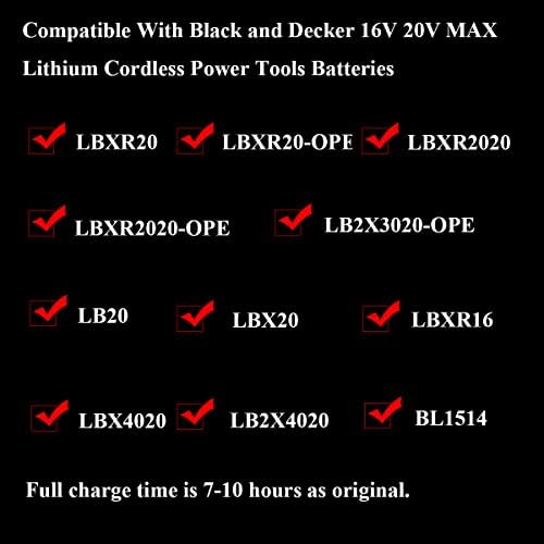 20Volt Li-Ion Battery Charger Replacement for Black+Decker LCS1620 90590282 20V MAX Lithium Ion Battery LBXR20 LBXR20-OPE LB20 LBX20 LBX4020