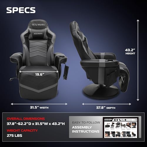 Respawn 900 Gaming Recliner Chair with Footrest, Cup Holder and Swivel