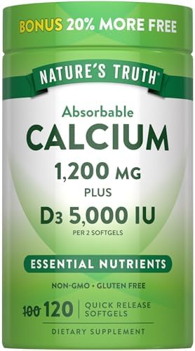 Nature's Truth Absorbable Calcium | 1200 mg | with Vitamin D3 5000 IU