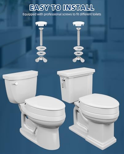 Elevated Toilet seat 3 inch, Elongated Toilet seat risers for Seniors, Slow Close, Heavy Duty, Never Loosen, Raised Toilet seat Elongated Bowl