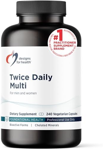 Designs for Health Methylated Multivitamin for Women & Men - Twice Daily Multimineral Supplement & Multivitamin Without Iron + Methylated B12 and Folate, Vitamin C, K, D, E + More (120 Capsules)