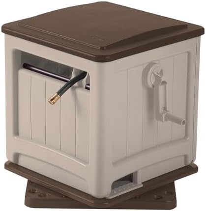 Suncast 225 ft. Swivel Hideaway Hose Reel with Hose Guide and Crank Handle, Mocha/Taupe