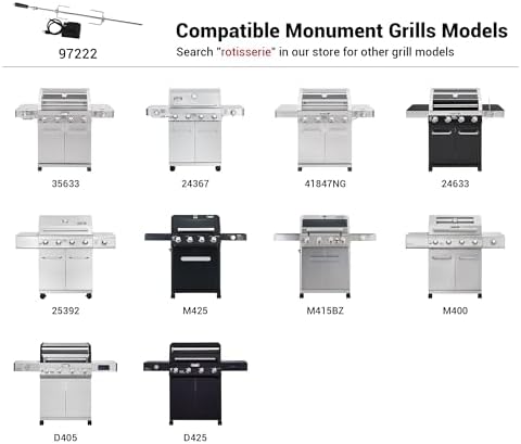 Monument Grills 97222 4-Burner Rotisserie Kit