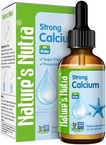 Nature's Nutra Strong Calcium, Plus MenaQ7 K2, Premium Liquid Calcium for Baby, Infant and Children, Natural Flavor, Non-GMO, Kosher, 2 Fl. Oz (60ml)