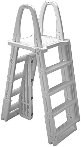 Ocean Blue A-Frame Swing Up & Lock Ladder with Anti-entrapment Barrier | Designed for Above Ground Swimming Pool | Holds Up to 300 Pounds