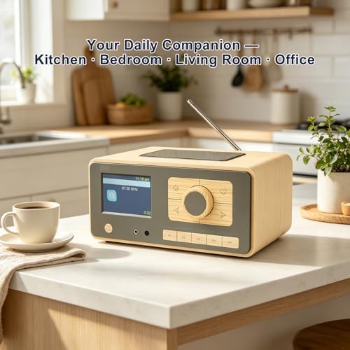 Ocean Digital WR-393 WiFi Internet Radio with FM, Podcast, Bluetooth Speaker, 3.5" Color Display, 30, 000+ Stations, UPnP/DLNA Streaming