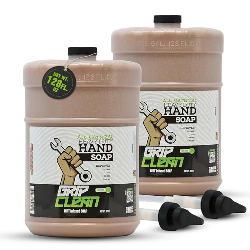 Grip Clean Heavy Duty Hand Cleaner For Mechanics, Natural Pumice, 64 Oz | Clay Infused, Grease, Oil, Grime Remover, Moisturizing Coconut Olive Oils, Lime Scent, For Shop, Garage, Industrial Use