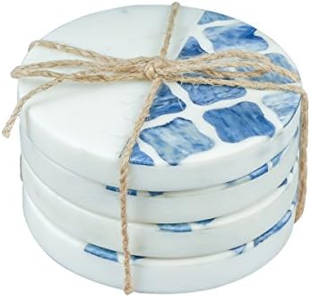 Thirstystone 4 Pack Natural Marble Square Coasters with Protective Cork Backing, Elegant, Luxourious, Easily Wipes Clean
