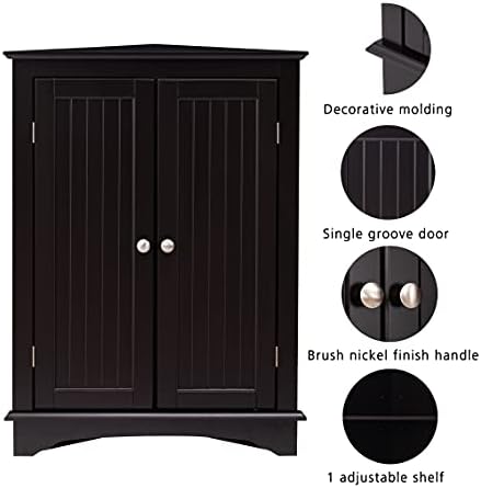 Spirich Corner Bathroom Cabinet with Doors and Adjustable Shelf, White