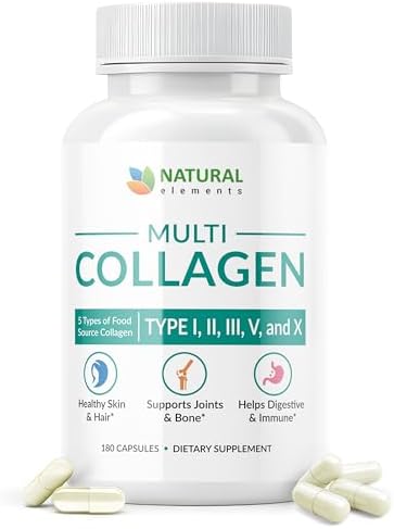 Multi Collagen 180 Protein Capsules - Type I, II, III, V, X Collagen Pills - Proprietary Blend of Eggshell, Chicken