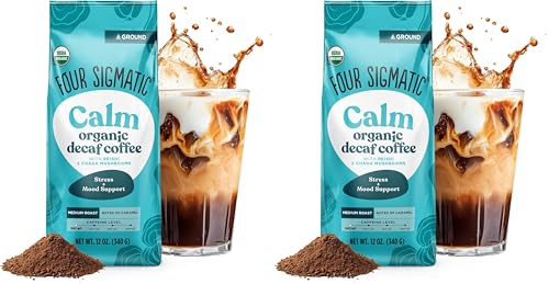 Four Sigmatic Organic Focus Mushroom Ground Coffee | Dark Roast, Organic Coffee with Lion's Mane & Chaga Mushroom for Mental Clarity & Energy Support | 12oz Bag