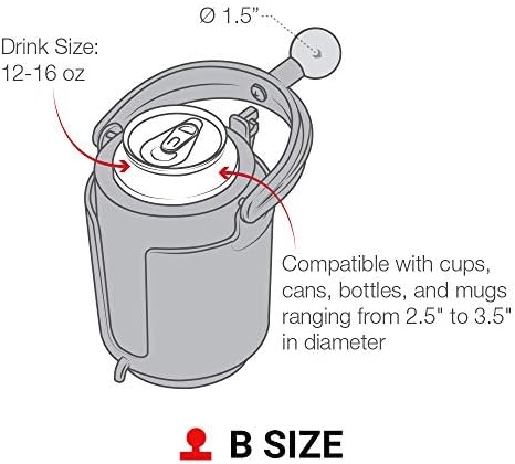 RAM MOUNTS Level Cup Self-Leveling Drink Holder with B Size 1" Ball | Holds cans and small bottles, compatible with RAM Mounts B Size mounting systems