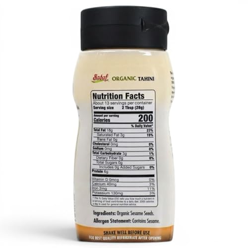 Sadaf Organic Sesame Tahini Squeeze Bottle 12.35 oz – 100% Organic Sesame Paste for Hummus, Dressings & Dips