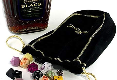 Crown Royal Black Bag w/Gold Drawstring Storage Gift Bag Shiftboot Carrying Dice or Games Fabric for Sewing