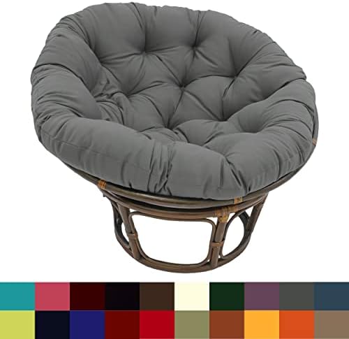 Furniture Piece 42-Inch Rattan Papasan Chair with Solid Twill Cushion