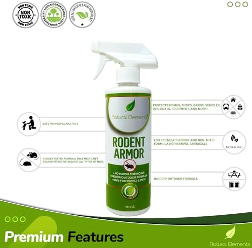 Natural Elements Rodent Armor – Peppermint Oil Rodent Repellent Spray for Vehicles, RVs, Boats & Equipment – 16 oz
