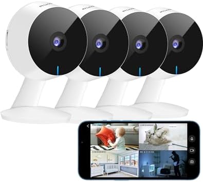 LaView Security Cameras 4pcs, Home Security Camera Indoor 1080P, Wi-Fi Cameras Wired for Pet, Motion Detection, Two-Way Audio, Night Vision, Phone App
