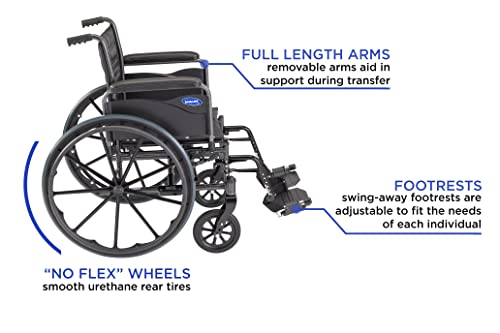 Invacare Tracer EX2 Wheelchair for Adults | Standard Folding | 18 Inch Seat | Footrests & Full Arms