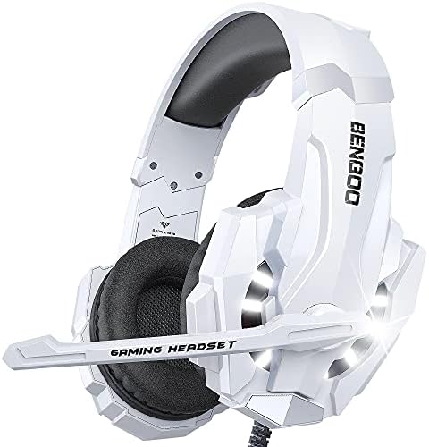 BENGOO G9000 Stereo Gaming Headset for PS4 PC Xbox One PS5 Controller, Noise Cancelling Over Ear Headphones with Mic, LED Light, 7.1 Surround Sound, Soft Memory Earmuffs for Nintendo Xbox Series X|S