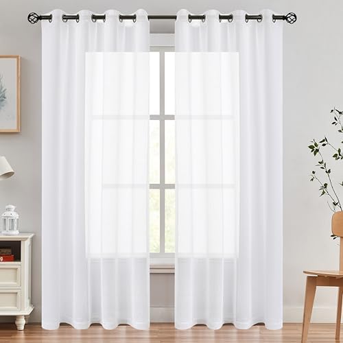 Randall Off White Sheer Open Weave Curtain for Living Room 2 Panels,72"