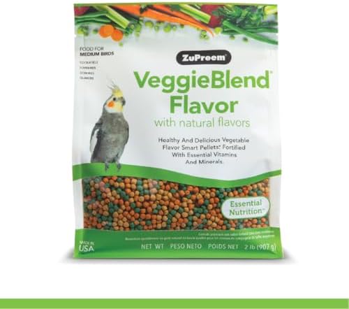 ZuPreem FruitBlend Cockatiel & Conure Food, Uniform Bird Food, M, 2 lb | Bird Food Pellets, Real Fruit, Blend, Cockatiel Food, Conures, Lovebirds, Love Bird Pellets, Quaker, Parrot, Medium Birds