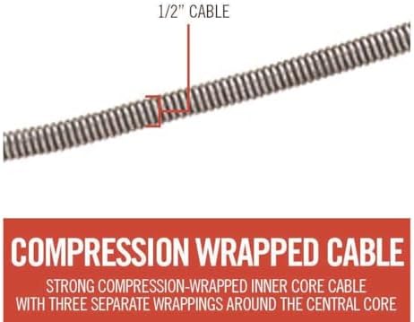RIDGID 59802 K-6DH Hybrid Toilet Snake Auger with 6' Heavy-Duty Drop Head Tri-Wrap Cable, Manual or Cordless Drill Operated Plumbing