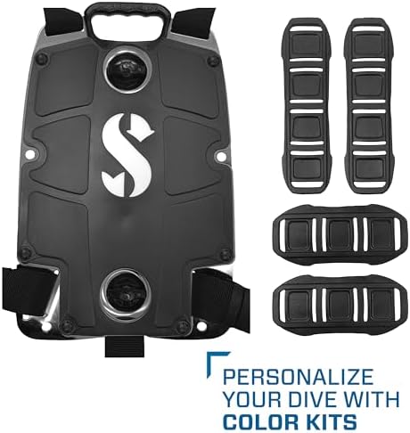 SCUBAPRO S-Tek Pro System for Technical Scuba Diving, Harness with Back Plate in Stainless Steel, Donut Wing 40 lbs/18kg, Includes Black Color Kit
