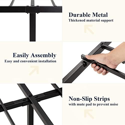 Allewie Queen Metal Bed Frame with Victorian Iron-Art Headboard, Black | Victorian Style Wrought Iron-Art Headboard/Footboard, Easy Assembly