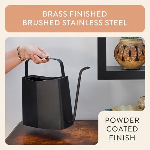 Modern Sprout Brass Watering Can - 3L Stainless Steel - Long Spout (Black)