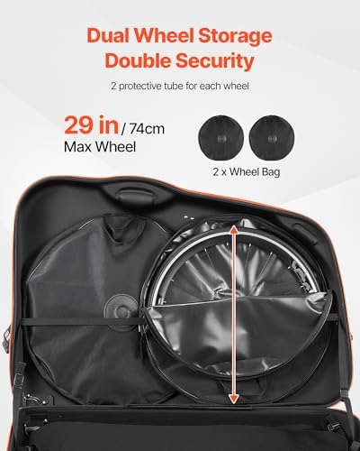 VEVOR Bike Travel Bag, Road Bike Bag Road Bicycle Storage Carry with TSA Lock & Dual Zipper for Air Travel, Outdoor Use, Airplane, Car, Train, Subway Transport