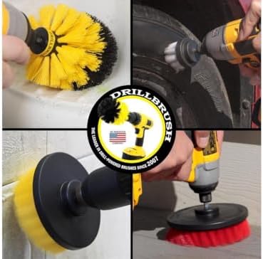 Drillbrush Electric Nylon Drill Brush Attachment Set for Bathroom Cleaning | Power Scrubber Brush Kit for Bathtub, Shower & Tile - Grout Cleaner Kit - All-Purpose Household Cleaning Brushes for Drill