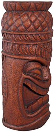 Design Toscano Grand Tiki Face Kanaloa Teeth Indoor/Outdoor Side Table Statue, Patio, Bar, Den, 20 inch tall, Cast Stone Resin, Woodtone Finish