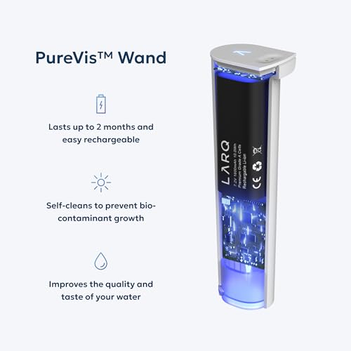LARQ PureVis 3-in-1 Water Filter Pitcher, UV-C Purifier & App, 8 Cup,M.Blue | Water purifier pitcher & fridge water jug: removes lead & PFAS, keeps minerals, self-cleans UV-C, tracks filter life & intake