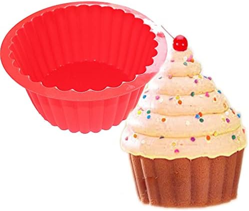 X-Haibei Giant Cupcake Pan Round Chocolate Cake Bread Bakeware Silicone Mold Top Dia. 7.8inch,Bottom 5.3inch, Height 3.5 inch