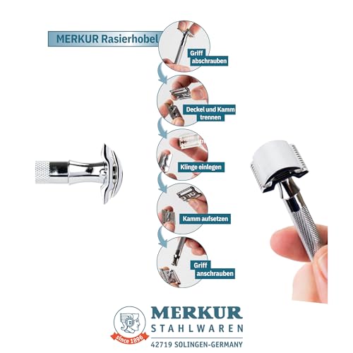 MERKUR SUPER Double Edge Safety Razor Blades, 10 Count (Pack of 3), Precision Stainless Steel Blades with Platinum and Teflon Coating