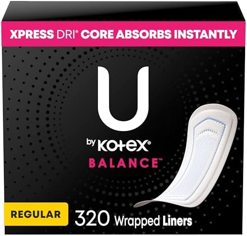 U by Kotex Balance Daily Panty Liners, Wrapped, Light Absorbency, Regular Length, 50 Count (Packaging May Vary)
