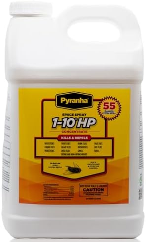 PYRANHA 1-10 HP Concentrate Refill 2.5 Gallon for 55 Gal Automatic Spray Systems - Barn Indoor Fly Control | Repels Horn, Deer, Horse, Stable