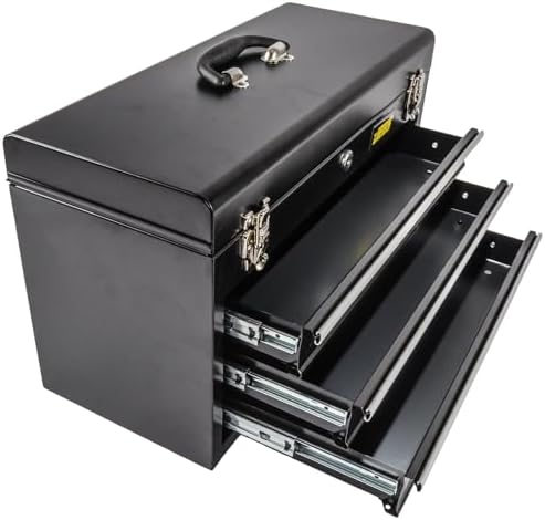 Portable 3 Drawer Tool Box | Portable 3 Drawer Tool Box for supporting automotive installation, service, or repair; aluminum and steel construction