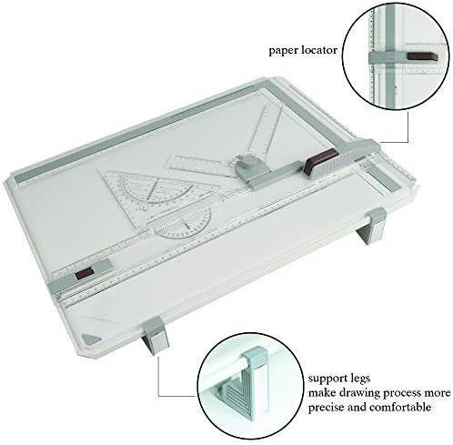 A3 Drawing Board, Lightweight Multi-Funtion Drafting Table with Adjustable Measuring System Angle