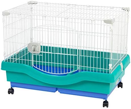 IRIS USA Large Portable Wire Rabbit Cage with Top Access and Two Tray Division