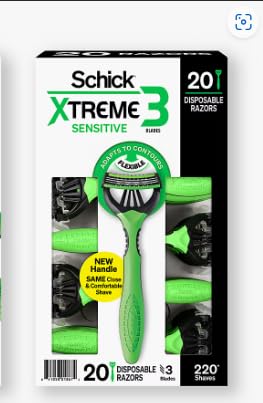 Schick Xtreme 3 Sensitive Skin Razors - Flexible Blades with Aloe Fights Razor Burn , 20 Count (Pack of 1)