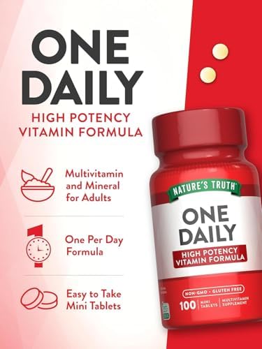 One Daily Womens and Men's Essential Multivitamin | 100 Mini Tablets | Non-GMO & Gluten Free | By Nature's Truth