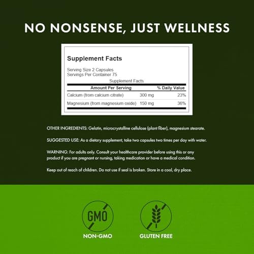 Swanson Calcium Citrate Plus Magnesium, 150 Capsules | Mineral Supplement Promoting Strong Bones, Energy Production, and Muscle Relaxation