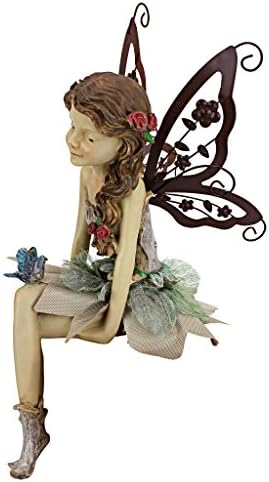 Design Toscano KY71004 Fiona The Flower Fairy Garden Statue, 17 Inch, Antique Stone