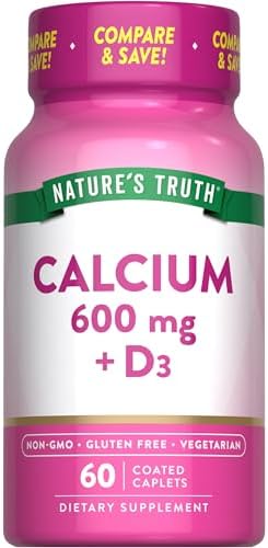 Nature's Truth Calcium 600 mg with Vitamin D3 | Coated Caplets | Calcium Carbonate | Vegetarian