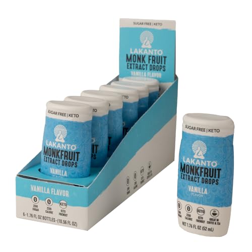 Lakanto Liquid Monk Fruit Extract Drops, Original, 1.76 Fl Oz | Erythritol Free Sugar Substitute Sweetener, For Coffee, Tea, Smoothies, Oatmeal, Yogurt, Cocktails, Zero Sugar, Vegan, Keto