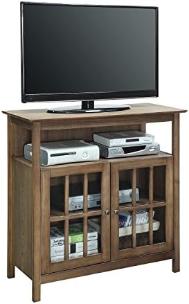 Convenience Concepts Big Sur Highboy TV Stand with Storage Cabinets and Shelves in White Finish