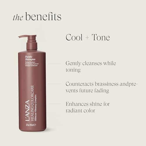 L'ANZA Healing Colorcare Purple Shampoo For Blondes & Highlights Purple Toning Shampoo, Neutralizes Brass, Brightens Blonde, Adds Shine, Repairs, Moisturizing, Color Safe, Sulfate Free